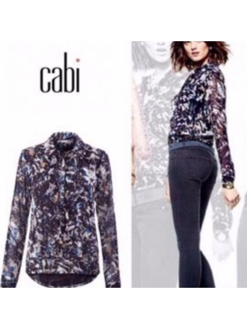 Cabi starry night ruffle chiffon blouse - Picture 9 of 10